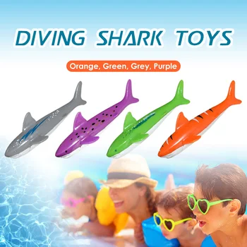 

4Pcs Torpedo Rocket Throwing Toy Swimming Pool Diving Game Summer Torpedoes Shark Children Underwater Dive Sticks Toy
