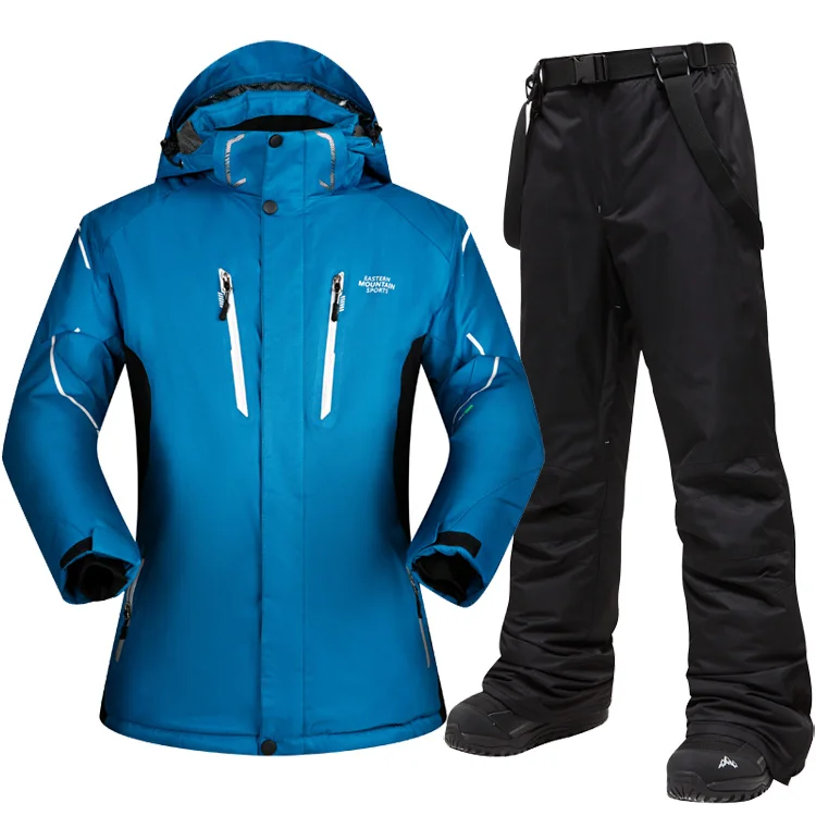 Лыжная куртка мужская зимняя верхняя одежда лыжный костюм мужской супер теплый лыжный сноуборд куртка+ брюки зимний костюм ветрозащитный водонепроницаемый - Цвет: W And Black