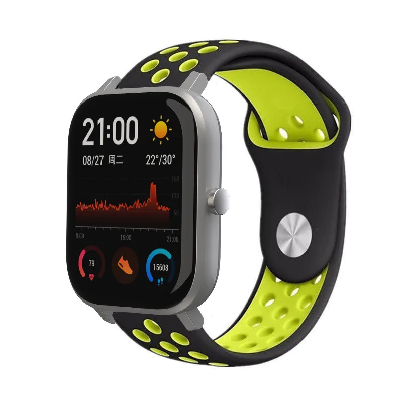 Силиконовый ремешок для часов Amazfit gts ремешок Quick Release браслет 20 мм 22 мм ремешок для часов amazfit bip pace ремешок - Цвет ремешка: Black Yellow