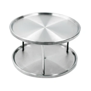

Stainless Steel Spice Rack Double-layer Turntable 360 Degree Rotating Organizer Tray for Kitchen Counters DTT88