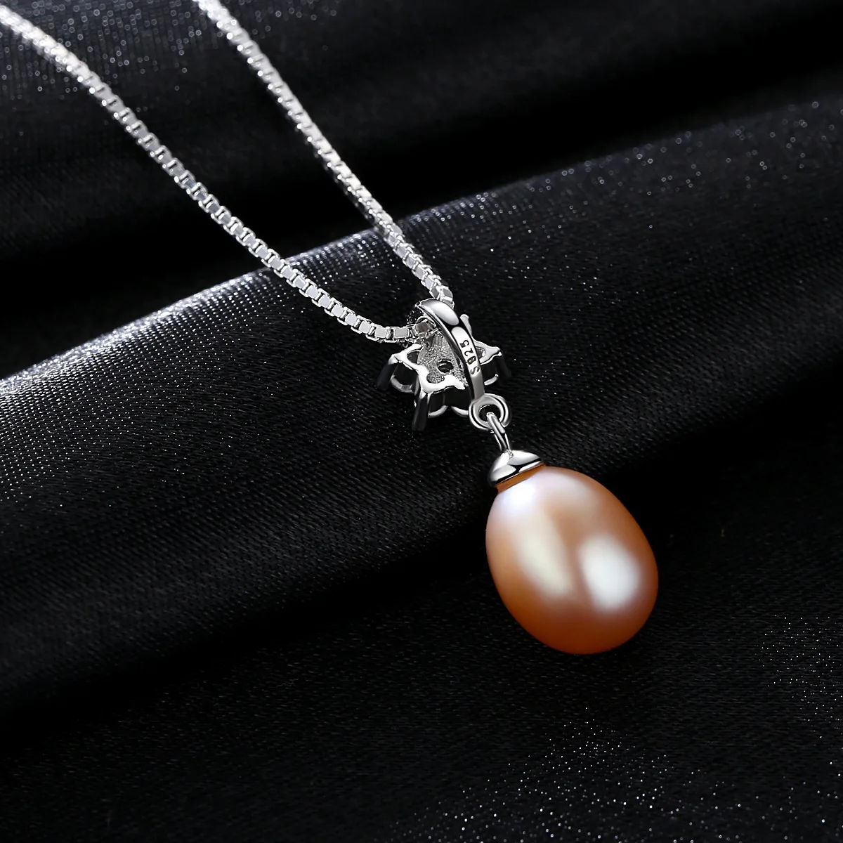 

S925 Pure Silver Pendant Necklace with AAA Zircon Flowers Natural Freshwater Pearl Pendant for Women Jewelry