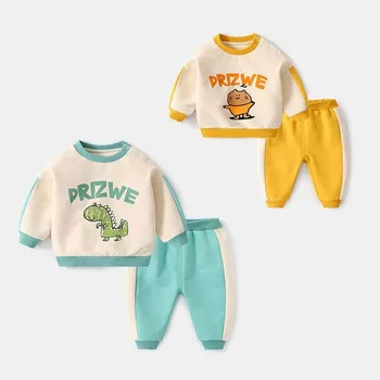 

Baby Suit Spring and Autumn Sweater Childrens Sports Two-piece Girls Foreign Style Clothes Male One Year Old Ropa Kids Costume
