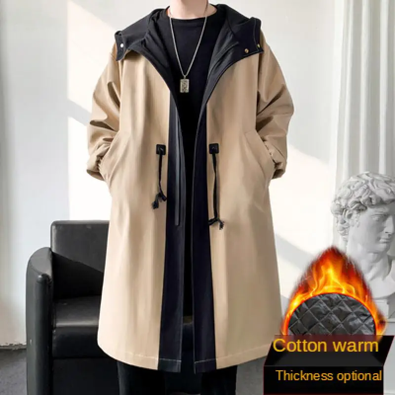 Spring Long Style Coat Men's High Quality Casual Trench Coat Casual Hoooded Jackets Men's Clothing Windbreakers Waterproof