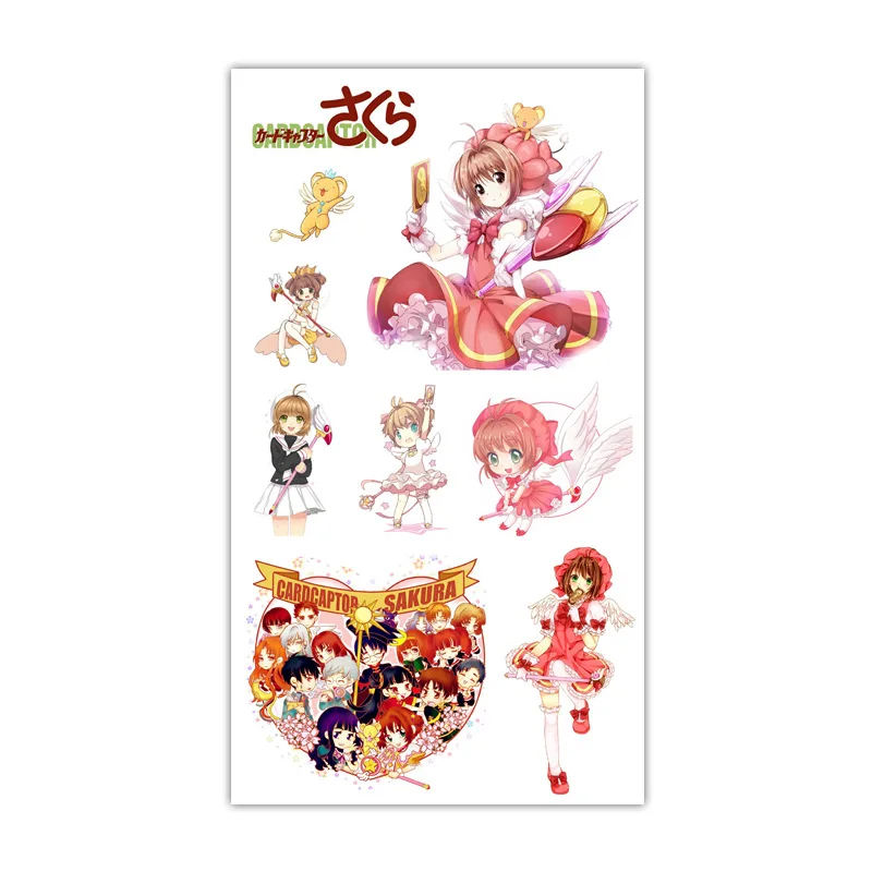 

1pc Cardcaptor Sakura Tattoo Sticker Anime Stiker Water Transfer Temporary Children Tattoos Paper For Kids Body Arm