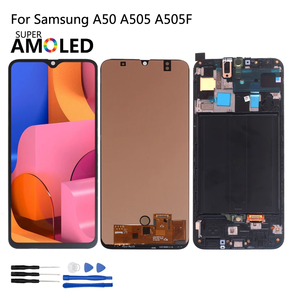 

6.4" Display For Samsung Galaxy A50 A505 A505F/DS A505FD A505F A505A LCD Display Touch Screen Digitizer Glass Assembly + Frame
