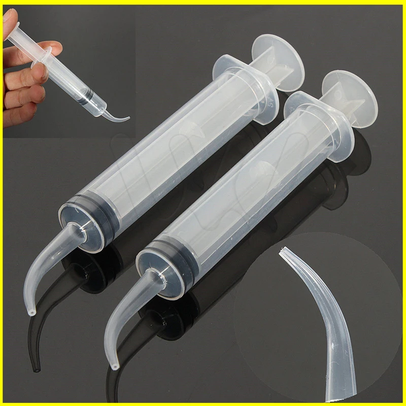 10 Pcs Dental Disposable Irrigation Syringe Curved Tip Plunger Fit Tightly 12CC (1)