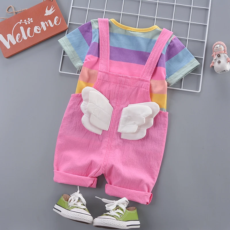 Летний комплект для маленьких девочек BibiCola кружевной жилет с цветочным принтом и