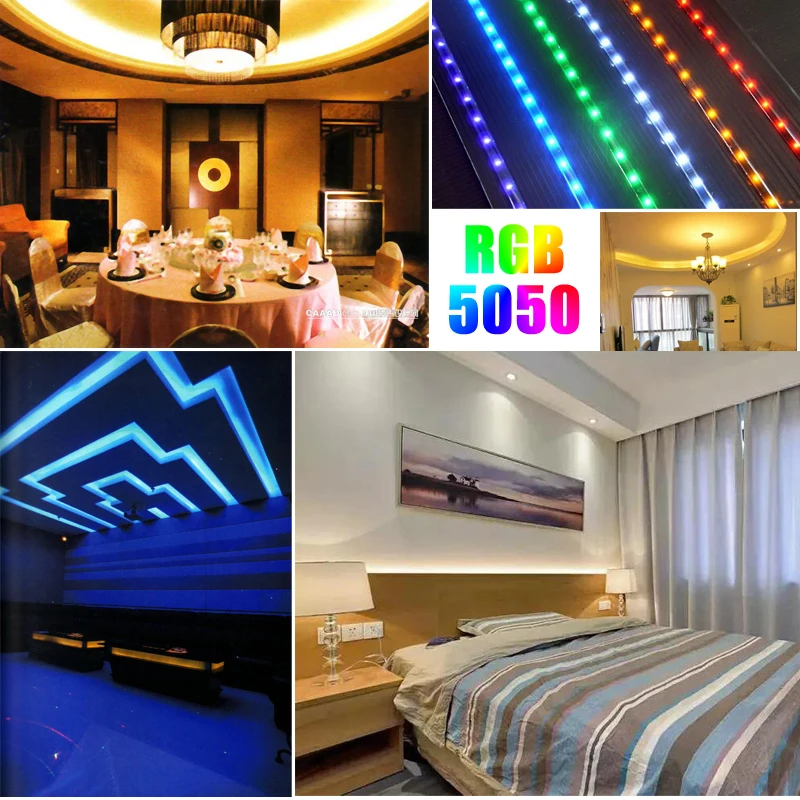 Светодиодная лента RGB 5050 SMD 2835 гибкая Luces светодиодсветильник s полоса 5 м 10 Диодная