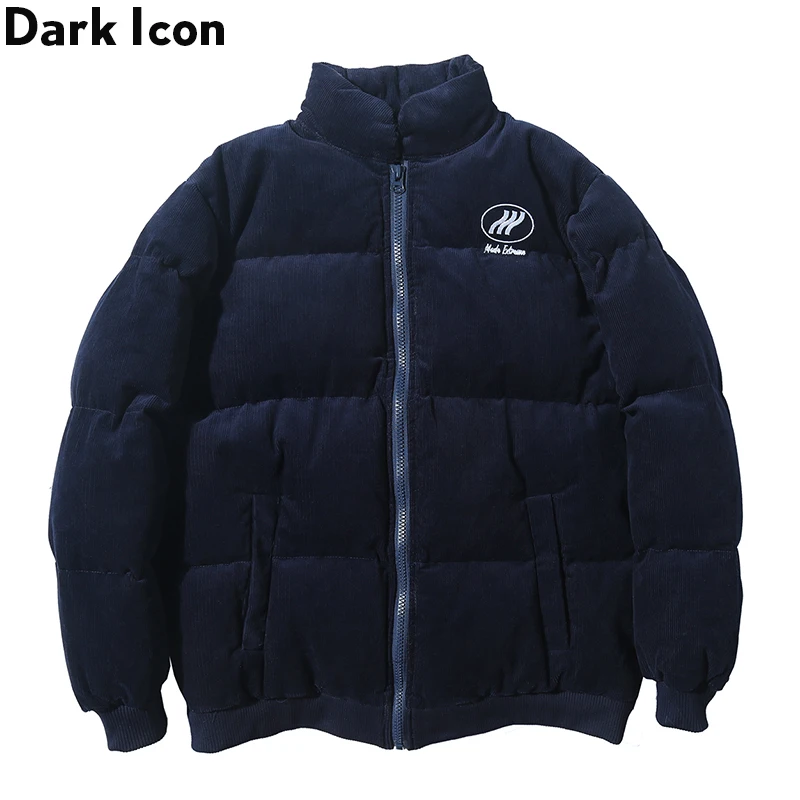 Dark Icon Corduroy Solid Color Parkas Men Winter Cotton Padded Street Fashion Men's Coats Outerwear Coats for Men
