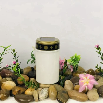 

White Grave Candle for Cemetery Grave Solar Lights with Lighting LED Grave Light 1Pcs