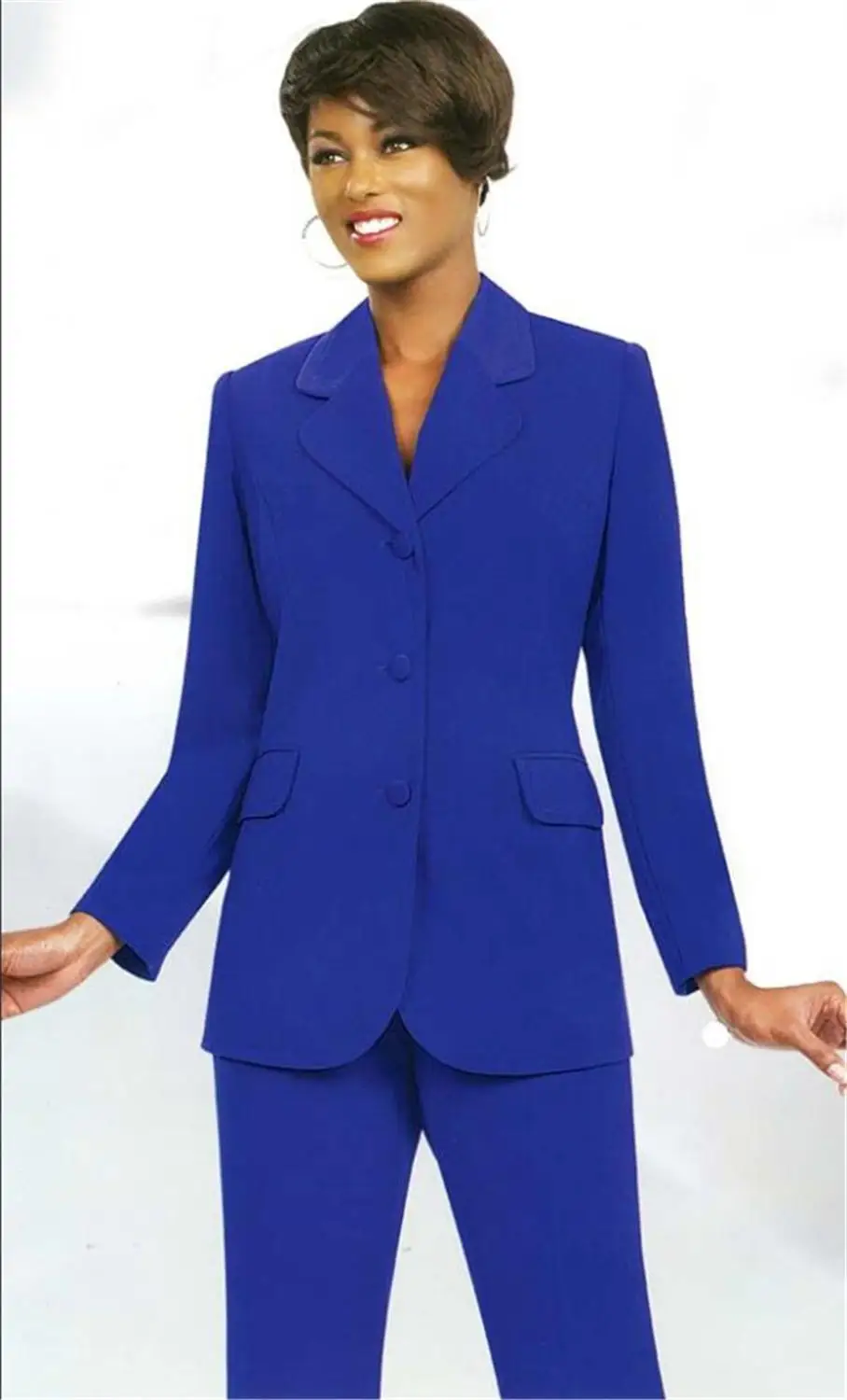 

Royal Blue Notch Lapel Lady Women's Suit Set Spring Autumn Slim Professional 2 Pieces Suit Women's Pantsuit Customi Made