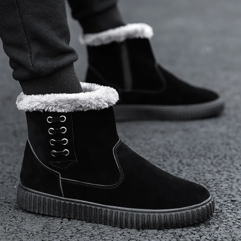 Мужские теплые ботинки мужские зимние кроссовки Повседневные Плюшевые на молнии