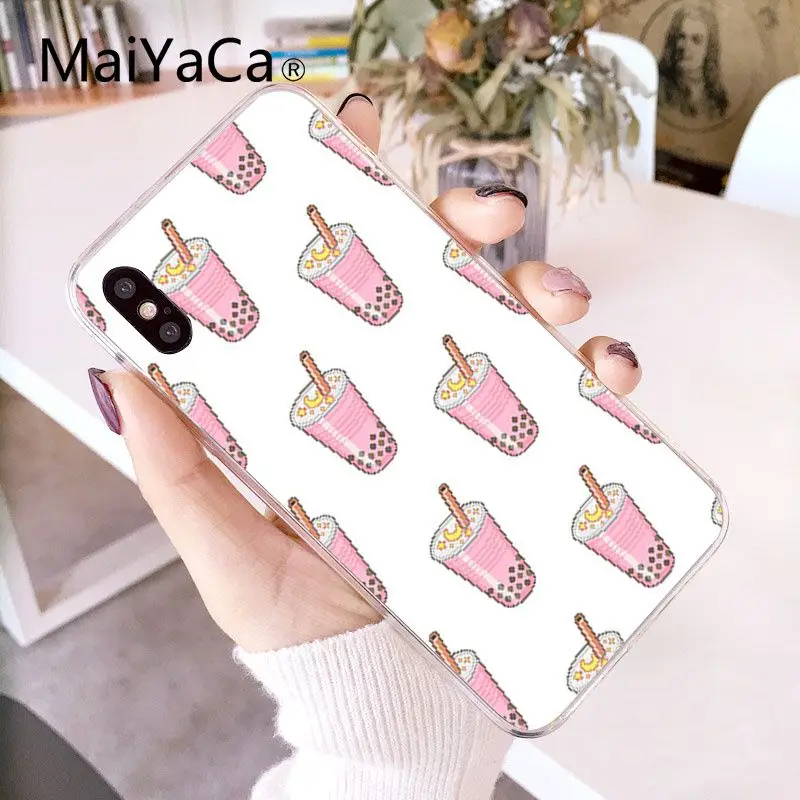 Funny Cute Cartoon food pearl milk tea pudding strawberry