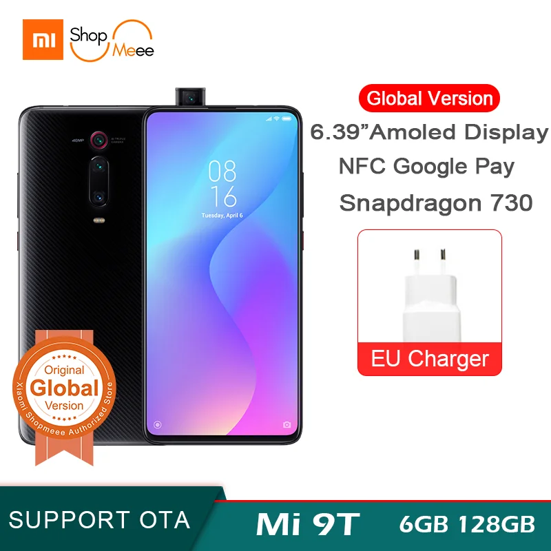 Глобальная версия xiaomi mi 9 T, 6 ГБ ОЗУ, 128 Гб ПЗУ, xiaomi mi rom, Snapdagon 730 Octa, 6,39 дюйма, 4000 мАч, AMOLED дисплей, 48мп, Al, тройная камера