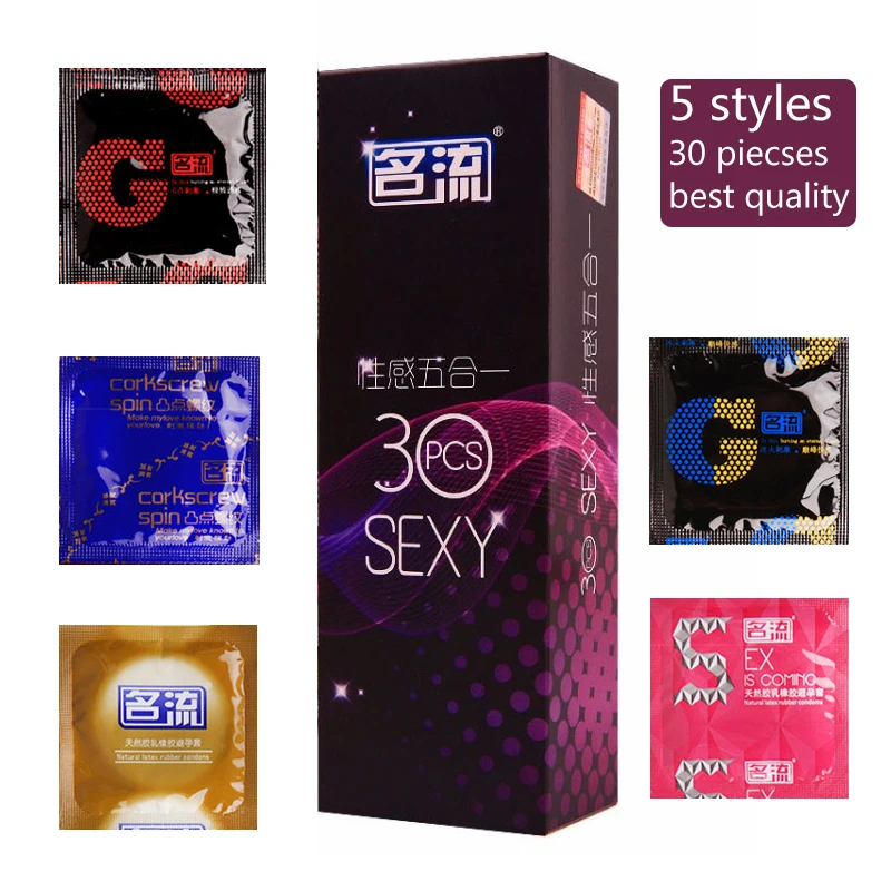 Mingliu 30pcs 5 Types In One Ultra Thin Condoms Sexy Latex Dots Pleasure Natural Rubber Condones Male Contraception Penis Sleeve condom sex toys,condoms sex toys
