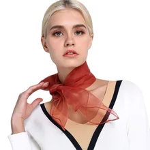 

Sparsil Women Summer Spring Transparent Square Scarf Solid Color Head Wear Thin Chiffon Scarves Fashion Organza Wraps70cm*70cm