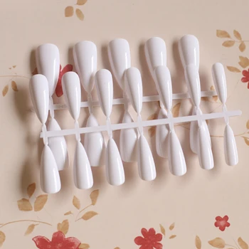 

New Fashion 24pcs Charming Pointy Candy Color Fake Nails Wild White 20 -W