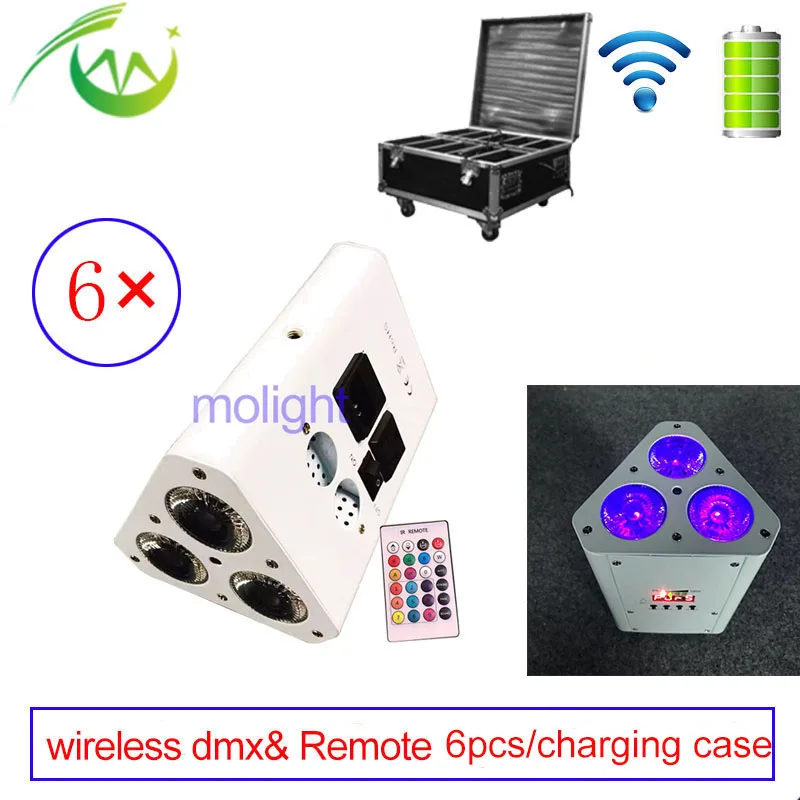 Беспроводной dmx светодиодный светильник с аккумулятором 3*18 Вт DJ light RGBWA UV