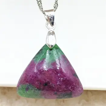 

Natural Ruby Zoisite Red Green Pendant Triangle Oval Women Men 22x22x10mm Gemstone Ruby Zoisite Necklace Pendant Jewelry AAAAA