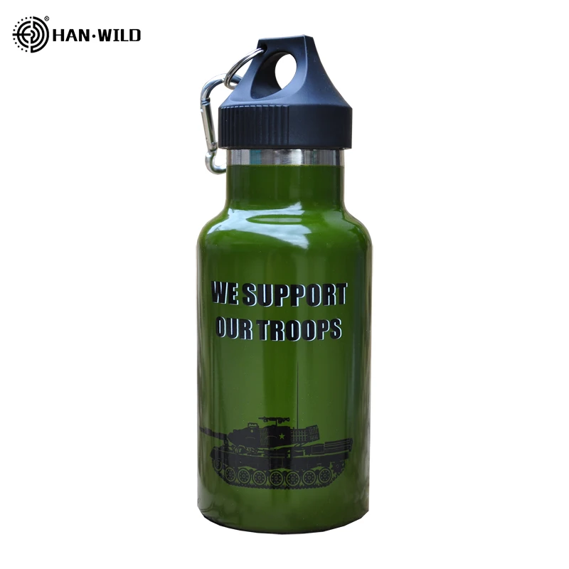 HAN WILD 600 мл Термос изолированный портативный бутылка для воды из нержавеющей стали спортивные бутылки вакуумные фляги военные вакуумные бутылки для воды - Цвет: 350ml