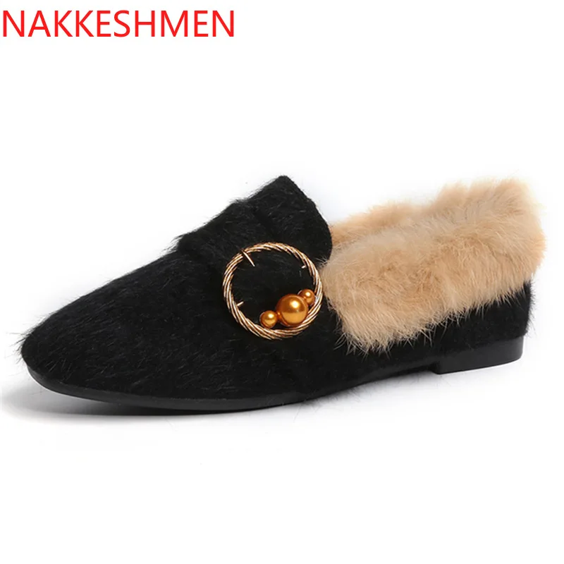 

2009 New Autumn and Winter Warm and Leisure Low-Band Bean Shoes with Mid-jaw Slippers and Metal Decorative Single Shoes
