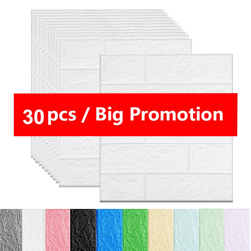 15/30PCS 3D Brick DIY Waterproof Sticker Self-Adhesive Foam Wallpaper Kids Room Kitchen Roof Ceiling Background Wall Decals | Дом и сад