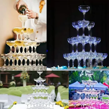 

10.5*8.4CM Clear acrylic Champagne wine Glass Cup 150ML drinking cup whiskey cocktail glass cup goblet tower bar wedding props