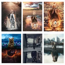 

5D Diy Diamond Painting Cat and Tiger Full Round Diamond Embroidery Animal Rhinestone Mosaic Home Decoration