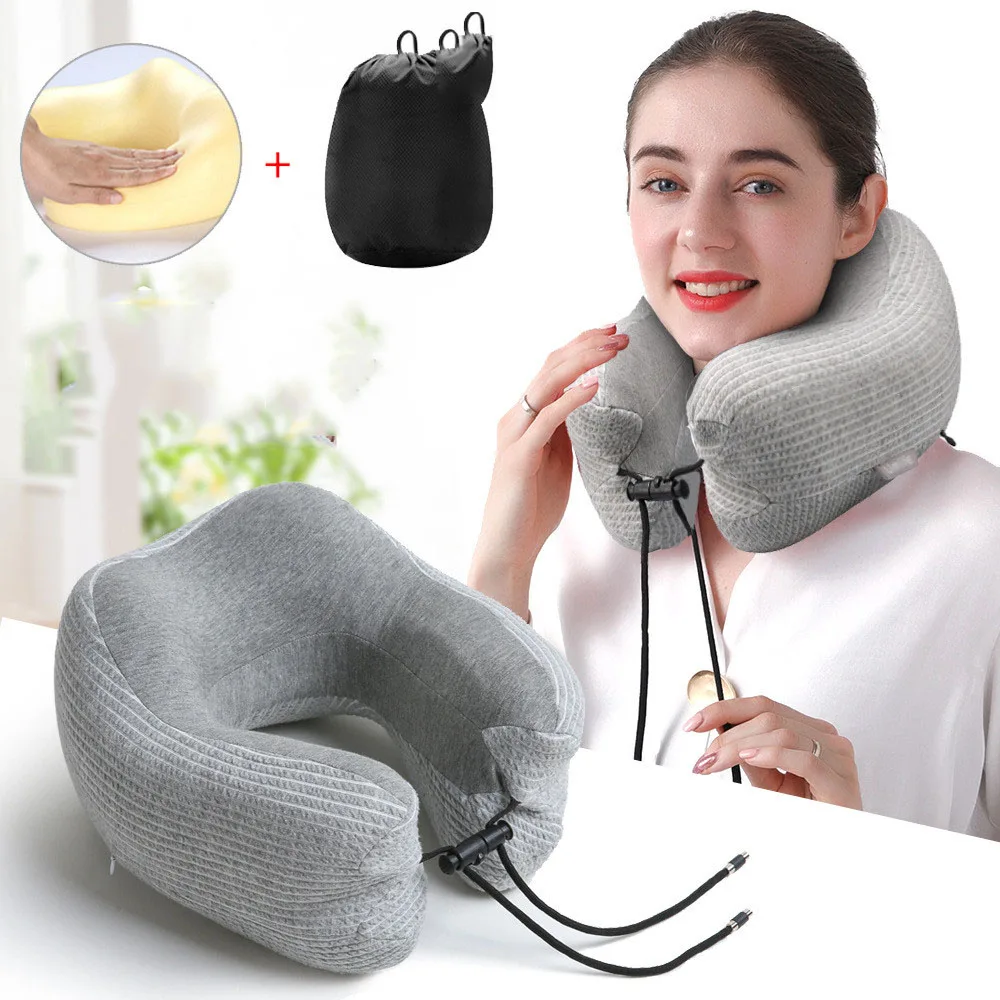 

New U Shaped Memory Foam Neck Pillows Soft Slow Rebound Space Travel Pillow Solid Neck Cervical Healthcare Bedding Dropship