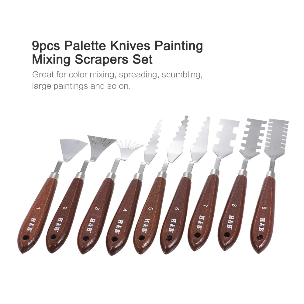 

9pcs Stationary Set Dr Palette Knives Set Painting Mixing Scrapers Spatula Art Tools Set for Oil Painting Stationery Supplies