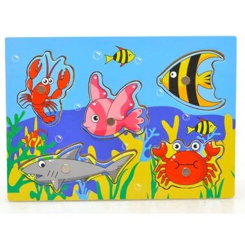 

Non Toxic Wooden DIY Educational Early Learning Kids Gift Games Cartoon Funny Magnetic Fishing Toy