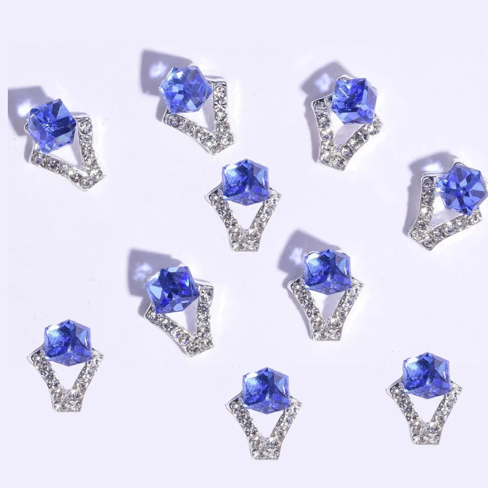 JE379-10pcs 10 шт. Металлический Блеск Стразы нерегулярные AB С кристалалми и стразами lot дизайн ногтей украшения 3d Маникюр УФ цветной гель, "сделай сам", из нового сплава CJE380-386 - Цвет: JE379-10pcs