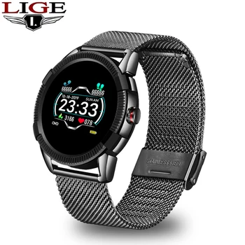 

LIGE Steel Band Smart Watch Men Heart Rate Blood Pressure Monitor Sport Multifunction Mode Fitness Tracker Waterproof Smartwatch