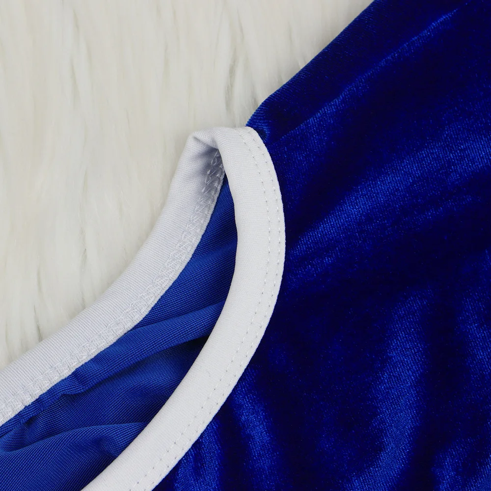 ANJAMANOR Sexy Two Piece Set Top and Pants Blue Velvet Tracksuit 2 Piece Women Fall Outfits Clubwear Matching Sets D30-AF01