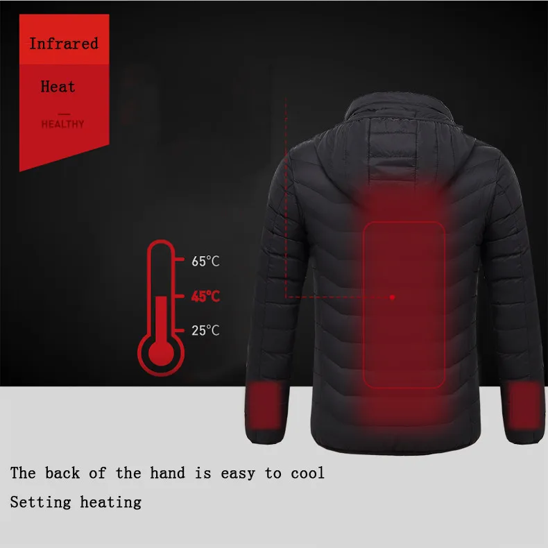 Зимняя мужская умная USB Брюшная спина с электрическим подогревом теплая куртка пальто новая мода chaqueta hombre уличная одежда z0814