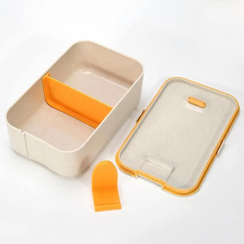 Degradable Single-layer Lunch Box Portable Rectangular Japanese Bento Container Microwave Oven Heating Mobile Phone Rack