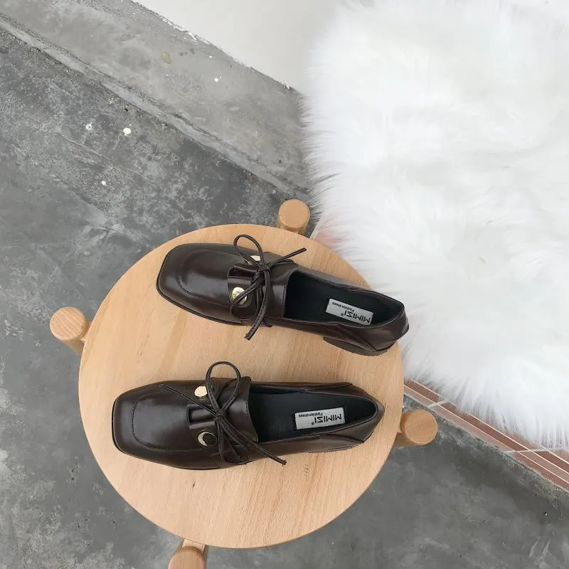 MOLAN Brand Designers Autumn Korean Fashion Sweet Butterfly-knot Genuine Leather Flats Shoes Women Slip On Loafers Casual
