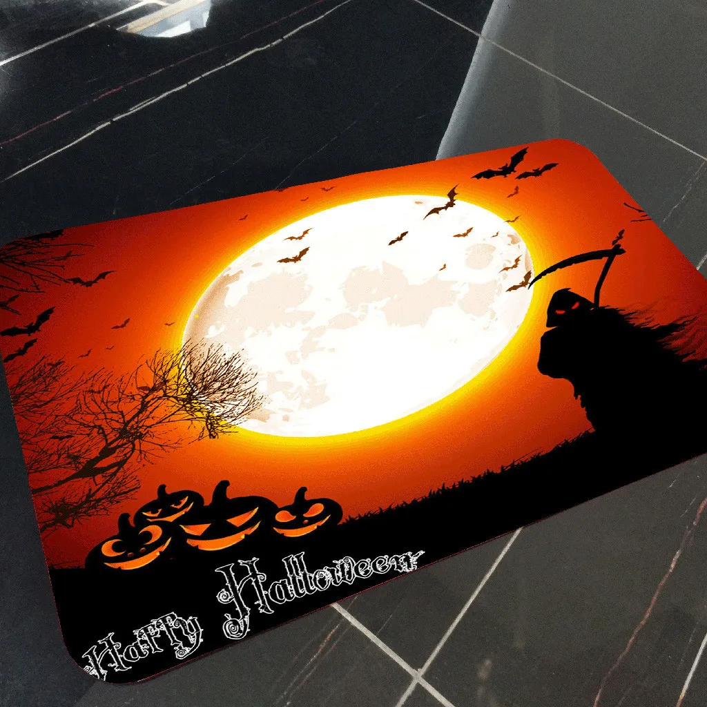 40x60cm Happy Halloween Ghost Pumpkin Taro Flannel Carpet Non-slip Carpet Wedding Decorations Floor Runners Christmas Decor