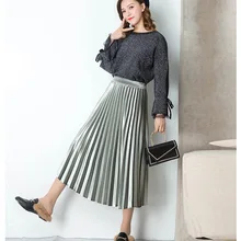 8605# зимний авокадо зеленый светильник бархатная плиссированная юбка женские длинные юбки