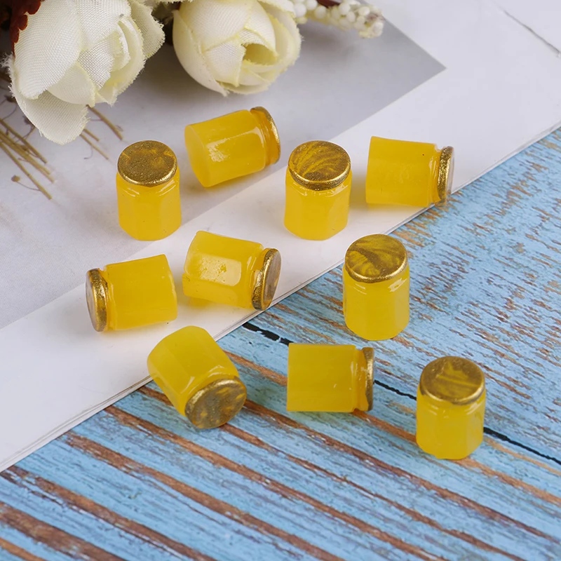 10PCSResinFruitHoneyTeaJamJarsCupCabochonDollhouseMiniature