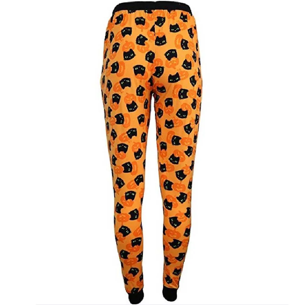 Halloween Leggings Fashion Women Leggings Pants Ghost Bat Pumpkin Print Pants Trousers Hot Sale Ladies Fitness Drawstring Pants