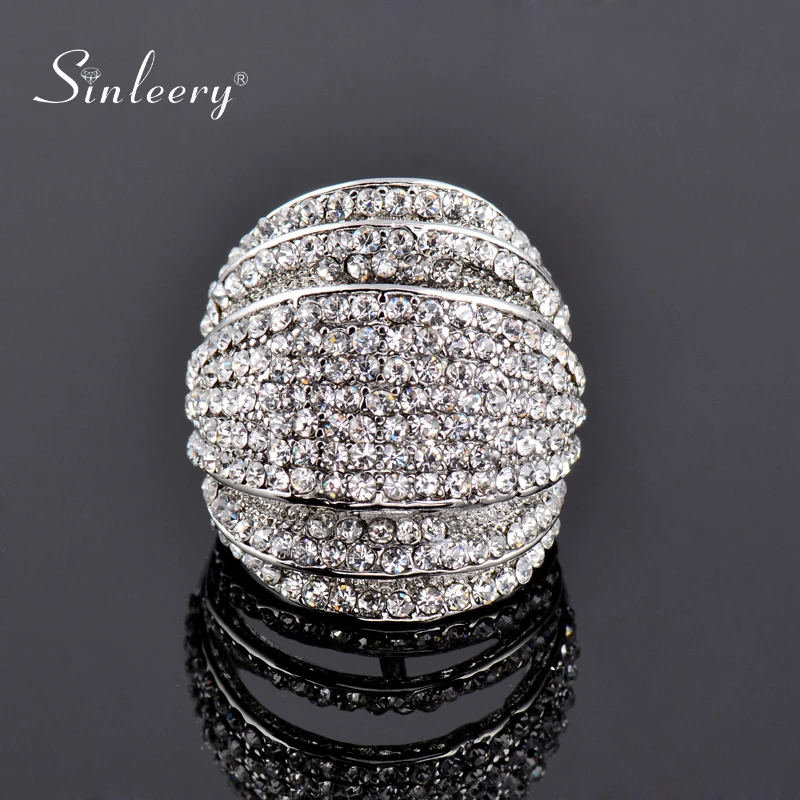 SINLEERY Luxury Big Multi Paved Cubic Zirconia Female Rings Silver Color Party Wedding Jewelry Aneis Feminino JZ178 SSB - Image 5