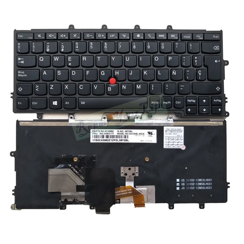 Клавиатура ноутбука SP Испанский для lenovo x240 X240s X250 X260 X240I X230S X270 0C43982 04X0177 CS13XBL-8 подсветкой черный аксессуары