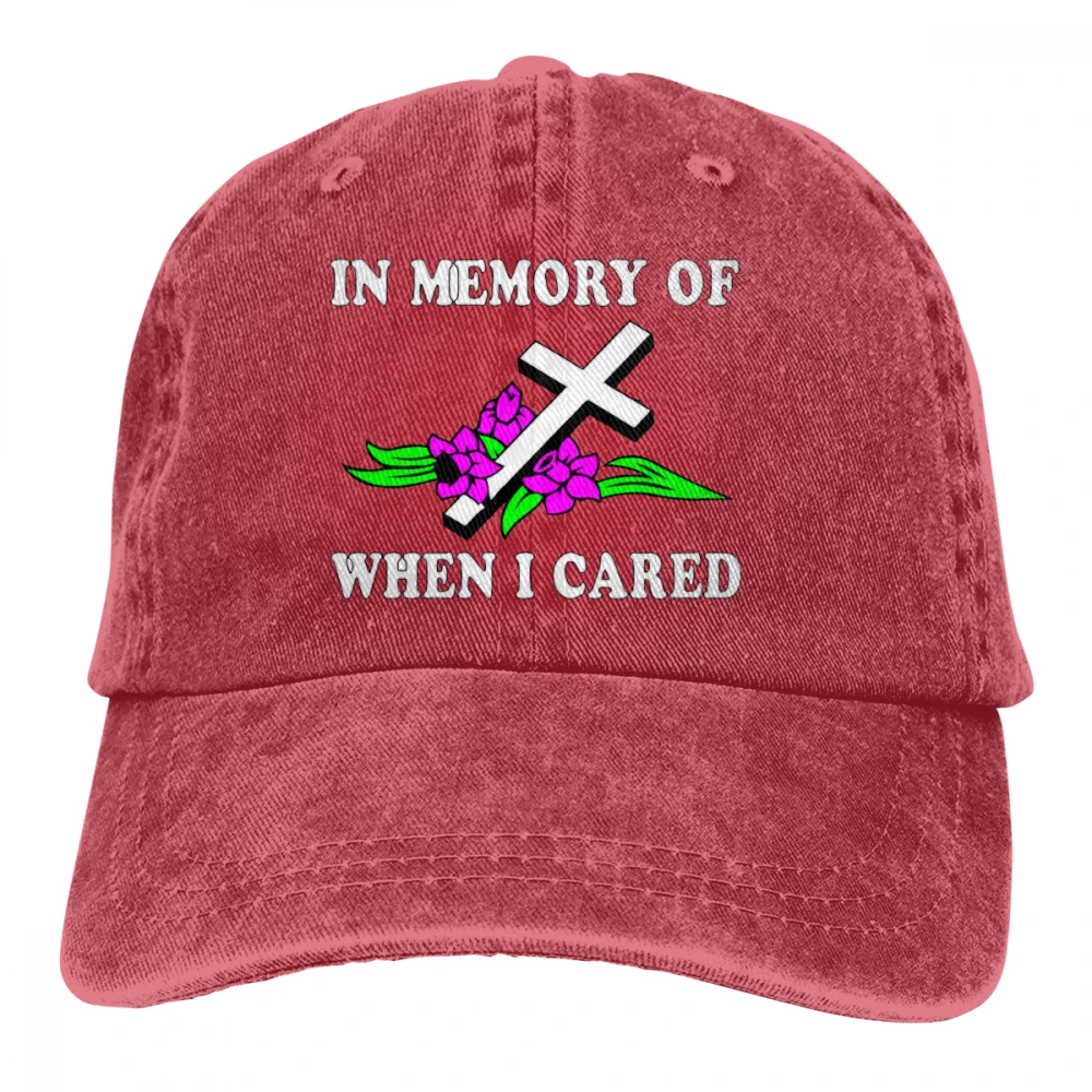 В память о том, когда я заботился Casquette серый унисекс Мужские Женские джинсовые бейсболка с ремешком кепки Регулируемый Гольф папа шляпа