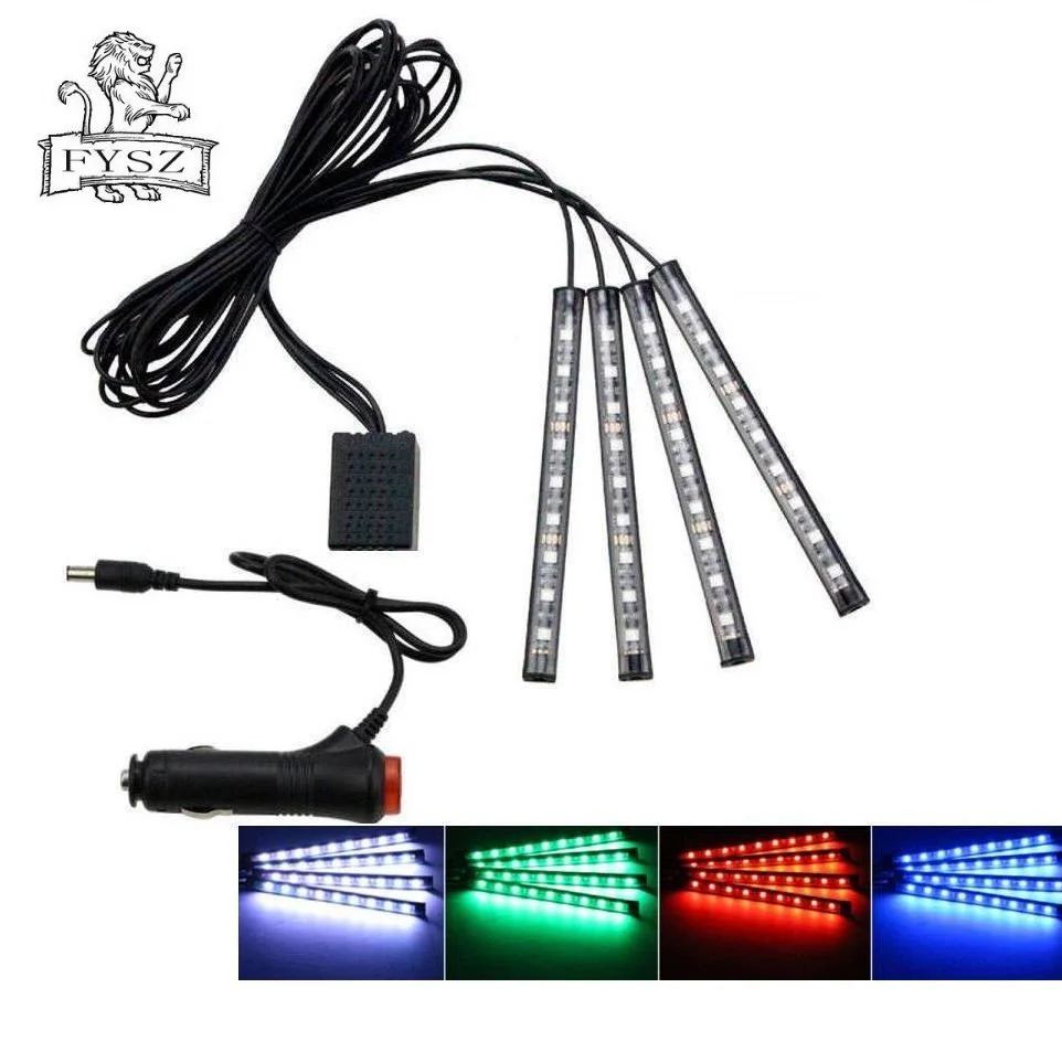 Автомобильный RGB светодиодный 12V 5050 Лампа для ног окружающей среды Светильник лампы Голосовое управление лампа для контроля уровня громкости телефона управление лампы противотуманных фар - Испускаемый цвет: changeable