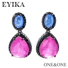 EYIKA, новинка, Серьги-гвоздики с кристаллами, 13x25 мм, женские модные ювелирные изделия, очаровательные Серьги, вечерние/Подарочные