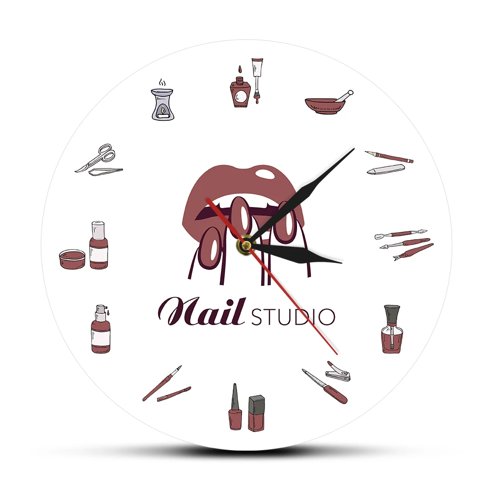 grey clock Beauty Shop Nail Spa Studio Custom Wall Clock Pedicure Salon Tools Artwork Personalized Manicure Name Silent Quartz Wall Clock large kitchen clocks Wall Clocks