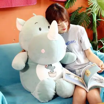 

New Creative Super Soft Rhino Plush Toy Cartoon Hippo Pillow Sleeping Doll Plush Toy Doll Children'S Doll Plush Toy Ae070