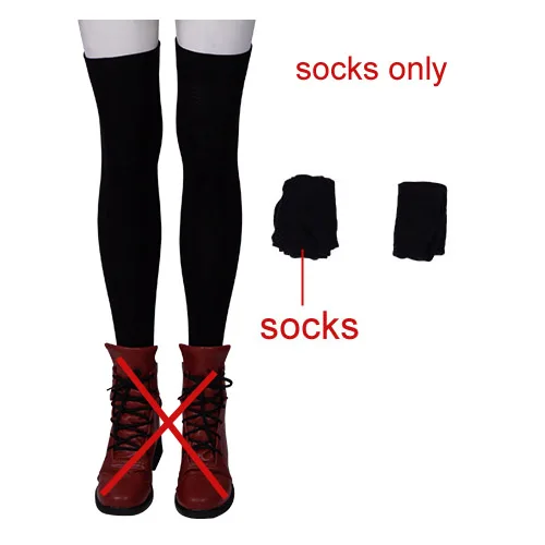socks only Пикантные костюмы на Хэллоуин для женщин последняя фантазия VII тифа Локхарт косплей костюм супер короткая кожаная юбка комплект с обувью - Цвет: socks only