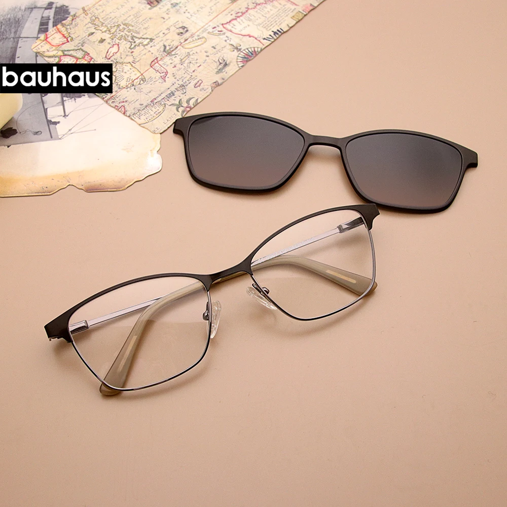 0567 Clip On Sunglasses Man Woman Metal Optical Glasses Frame Uv400 Fashion Retro